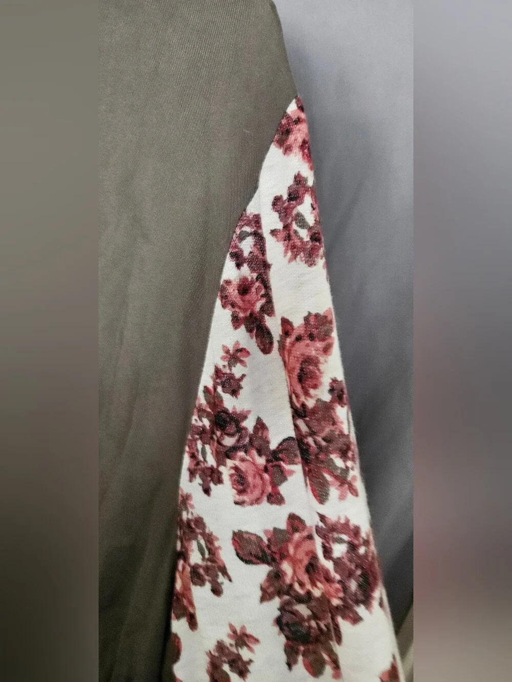 Self Esteem Taupe Open-Front Dress Jacket with Rose Floral Sleeves